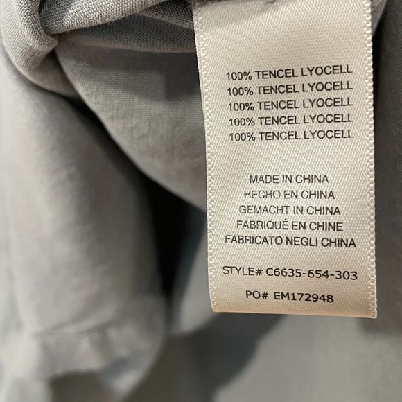 ~ Cloth & Stone XS Shirt Dress Sage Tencel Olive Green Khaki Midi Pockets - Picture 12 of 12